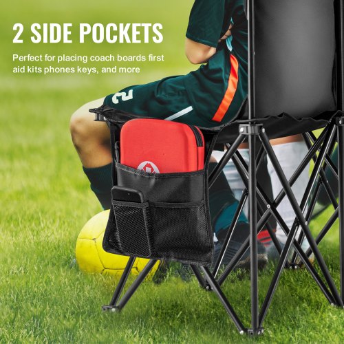 Portable Folding Bench 8 Seat Foldable Soccer Bench with Side Pockets