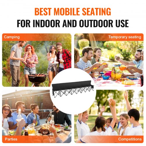 Portable Folding Bench 8 Seat Foldable Soccer Bench with Side Pockets
