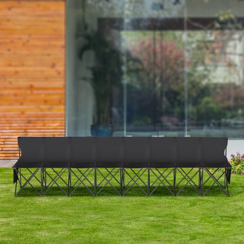 Portable Folding Bench 8 Seat Foldable Soccer Bench with Side Pockets