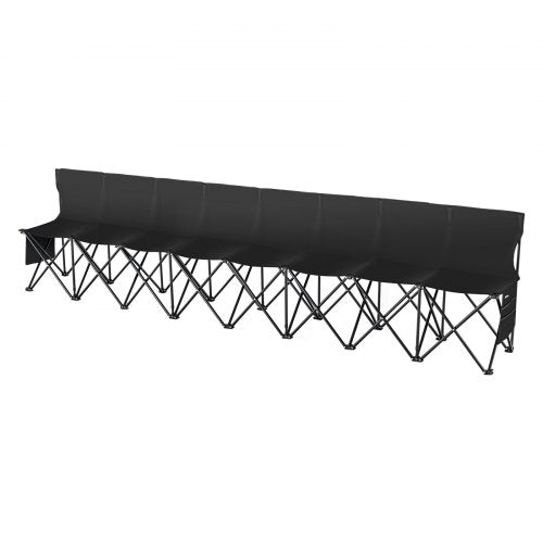 Portable Folding Bench 8 Seat Foldable Soccer Bench with Side Pockets