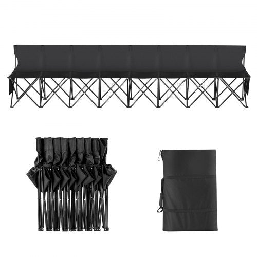 Portable Folding Bench 8 Seat Foldable Soccer Bench with Side Pockets