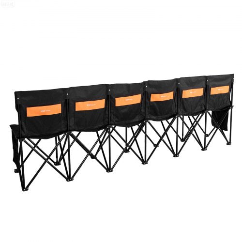 Portable Folding Bench 6 Seat Soccer Bench with Multiple Storage Pockets