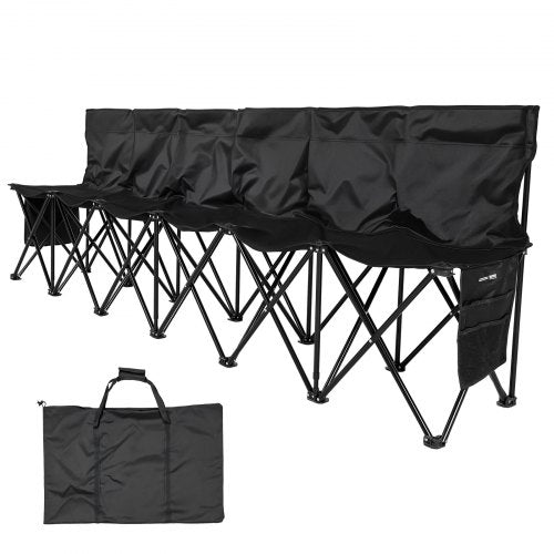 Portable Folding Bench 6 Seat Soccer Bench with Multiple Storage Pockets