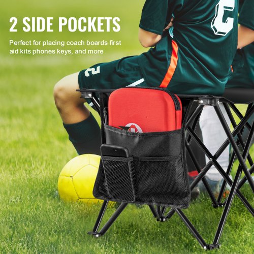Portable Folding Bench 6 Seat Foldable Soccer Bench with Side Pockets