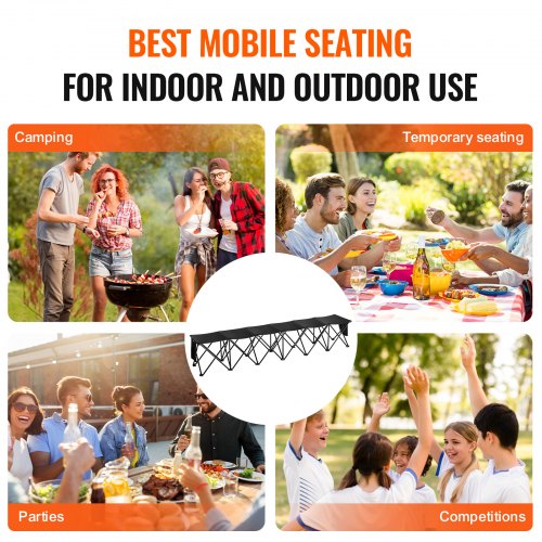 Portable Folding Bench 6 Seat Foldable Soccer Bench with Side Pockets