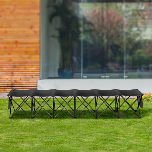 Portable Folding Bench 6 Seat Foldable Soccer Bench with Side Pockets