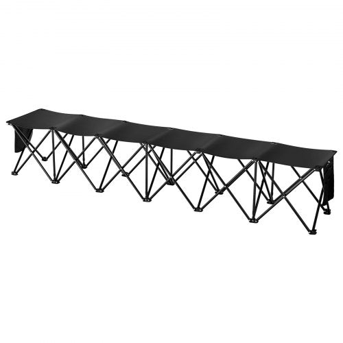 Portable Folding Bench 6 Seat Foldable Soccer Bench with Side Pockets