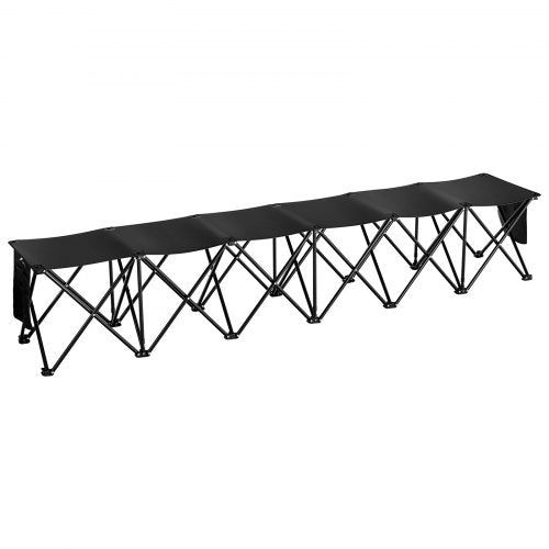 Portable Folding Bench 6 Seat Foldable Soccer Bench with Side Pockets