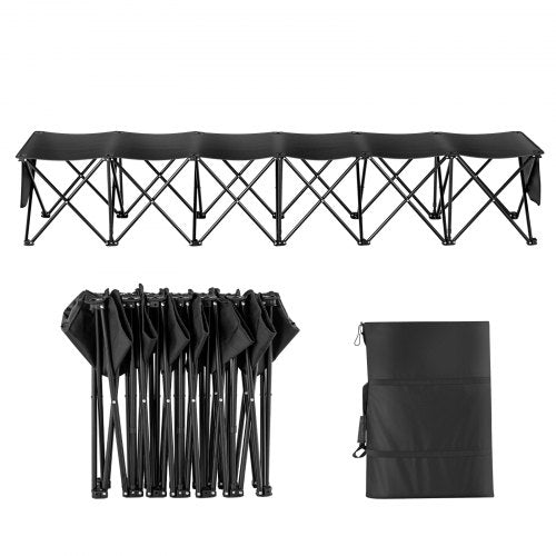 Portable Folding Bench 6 Seat Foldable Soccer Bench with Side Pockets