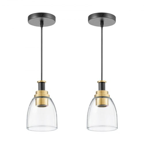 1Light Pendant Light 2 Pack Kitchen Island Lights with Clear Glass Shade