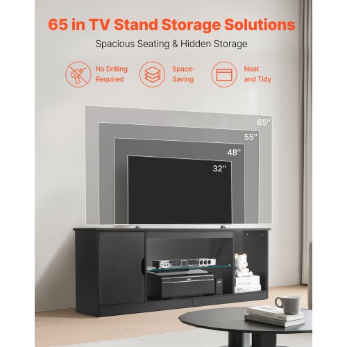 TV Stand for TVs up to 65 inch Modern Entertainment Center with Light