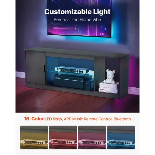 TV Stand for TVs up to 65 inch Modern Entertainment Center with Light