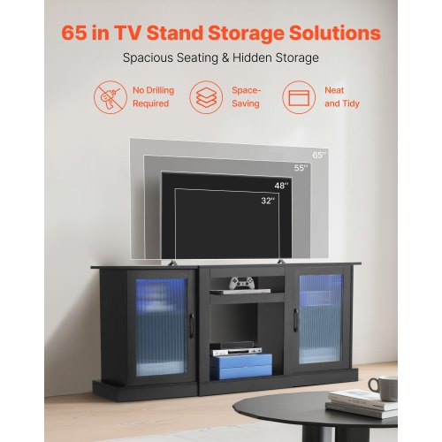 TV Stand for TVs up to 65 inch Modern Entertainment Center with Light