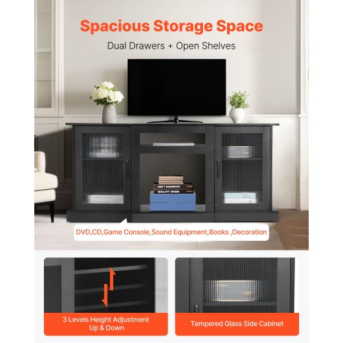 TV Stand for TVs up to 65 inch Modern Entertainment Center with Light