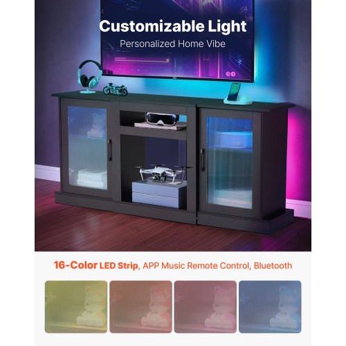 TV Stand for TVs up to 65 inch Modern Entertainment Center with Light