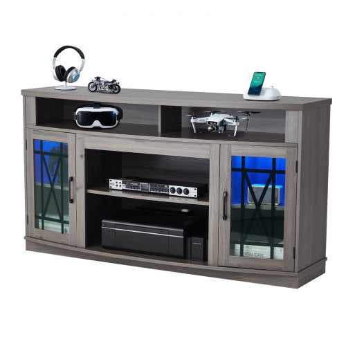 TV Stand for TVs up to 65 inch Farmhouse Entertainment Center with Light