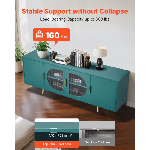 TV Stand for TVs up to 75 inch Modern Entertainment Center with Glass Doors