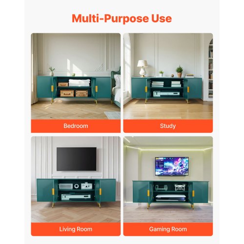 TV Stand for TVs up to 75 inch Modern Entertainment Center with Glass Doors