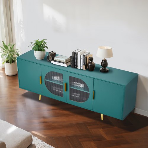 TV Stand for TVs up to 75 inch Modern Entertainment Center with Glass Doors