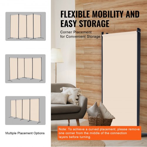Room Divider 4 Panel Room Divider Folding Privacy Screen and Portable
