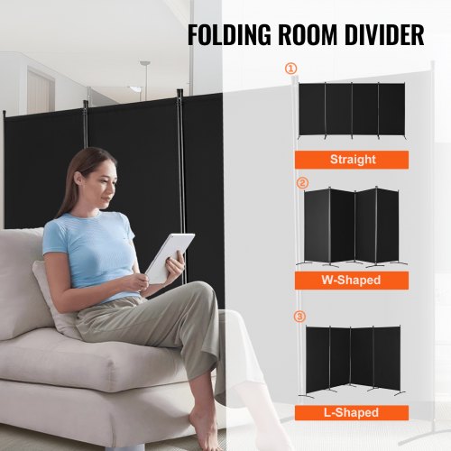 Room Divider 4 Panel Room Divider Folding Privacy Screen and Portable