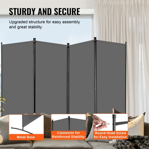 Room Divider 4 Panels Room Divider Folding Privacy Screen and Portable