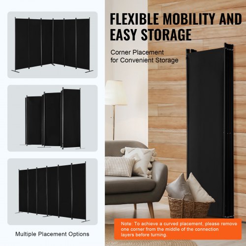 Room Divider 6 Panel Room Divider Folding Privacy Screen and Portable