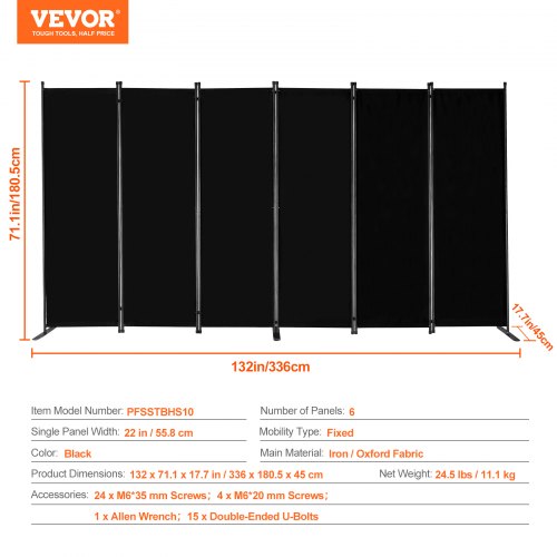 Room Divider 6 Panel Room Divider Folding Privacy Screen and Portable