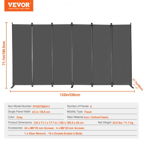 Room Divider 6 Panel Room Divider Folding Privacy Screen and Portable
