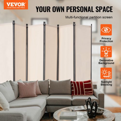 Room Divider 6 Panel Room Divider Folding Privacy Screen and Portable