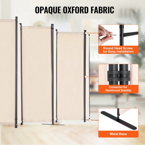 Room Divider 6 Panel Room Divider Folding Privacy Screen and Portable
