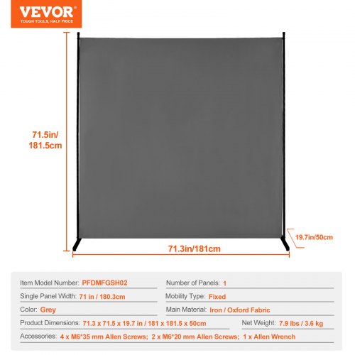 Room Divider Single Panel Room Divider 6FT Privacy Screen Indoor