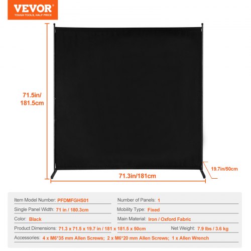 Room Divider Single Panel Room Divider 6FT Privacy Screen Indoor