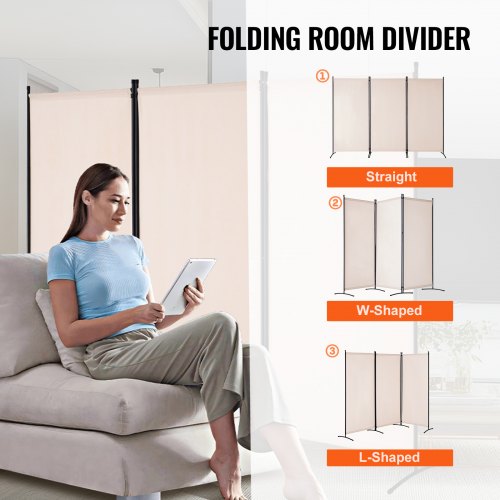 Room Divider 3 Panel Room Divider Folding Privacy Screen and Portable