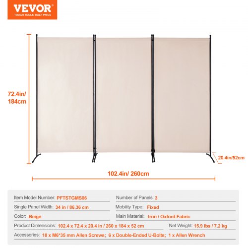 Room Divider 3 Panel Room Divider Folding Privacy Screen and Portable