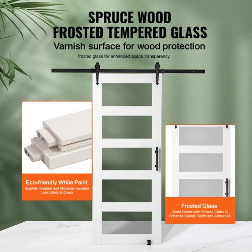 Barn Door and Hardware Kit 32 x 84 Wood and Glass Sliding Barn Door