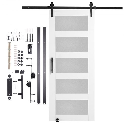 Barn Door and Hardware Kit 32 x 84 Wood and Glass Sliding Barn Door