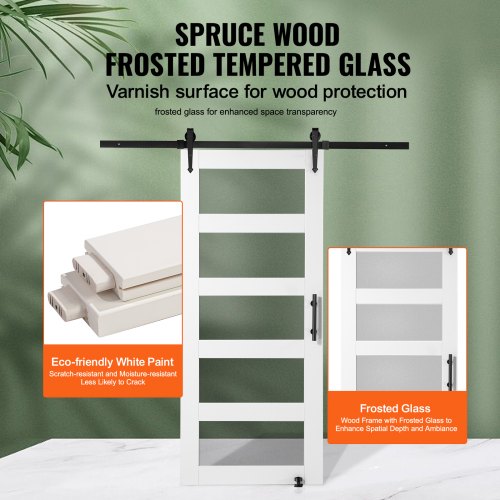 Barn Door and Hardware Kit 36 x 84 Wood and Glass Sliding Barn Door