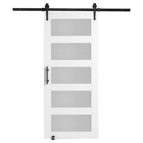 Barn Door and Hardware Kit 36 x 84 Wood and Glass Sliding Barn Door