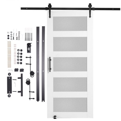 Barn Door and Hardware Kit 36 x 84 Wood and Glass Sliding Barn Door