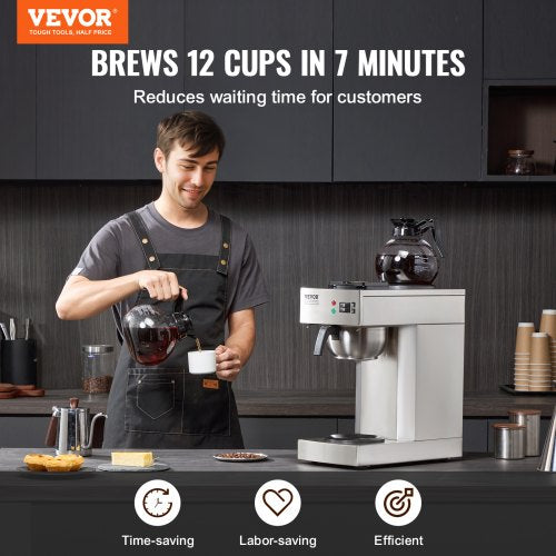 12 Cups Commercial Drip Coffee Maker Coffee Maker Machine with 2 Glass