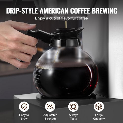 12 Cups Commercial Drip Coffee Maker Coffee Maker Machine with 2 Glass