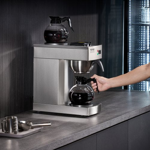 12 Cups Commercial Drip Coffee Maker Coffee Maker Machine with 2 Glass