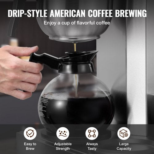12 Cups Commercial Drip Coffee Maker Coffee Maker Machine with 3 Glass