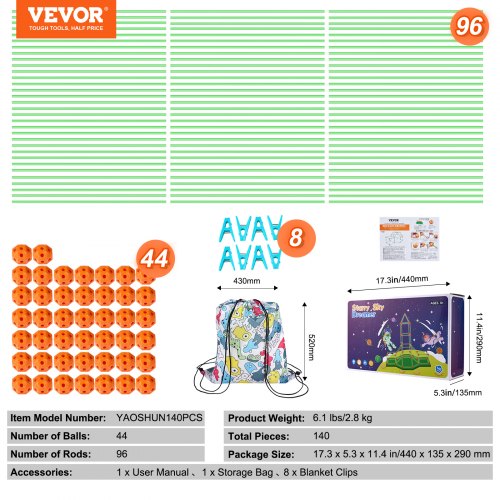 Fort Building Kit for Kids 140PCS Glow in The Dark STEM Building Toys
