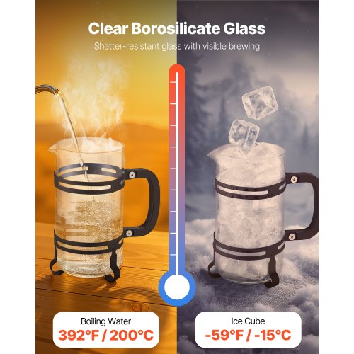 French Press Coffee Maker 34 Ounce 1 Liter Borosilicate Glass Tea With