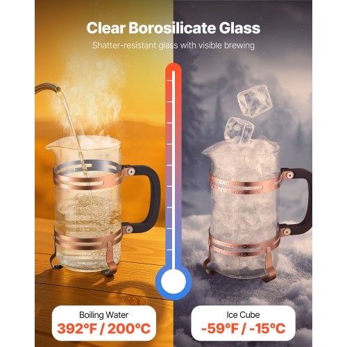 French Press Coffee Maker 34 Ounce 1 Liter Borosilicate Glass Coffee Press