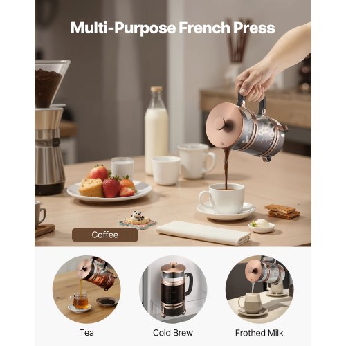 French Press Coffee Maker 34 Ounce 1 Liter Borosilicate Glass Coffee Press