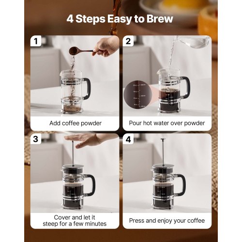 French Press Coffee Maker 34 Ounce 1 Liter Borosilicate Glass Tea With 1 8