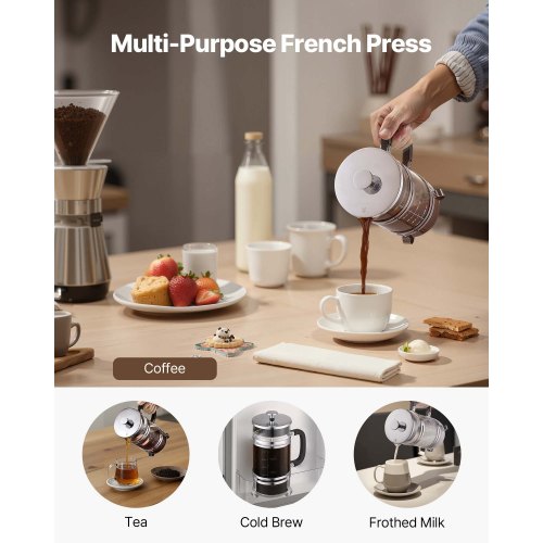 French Press Coffee Maker 34 Ounce 1 Liter Borosilicate Glass Tea With 1 8